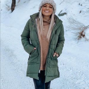 Hollister Green Long Puffer S